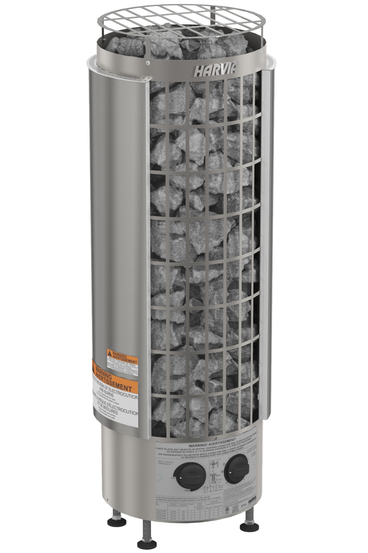 Harvia Cilindro Half Series 6kW Stainless Steel Sauna Heater at 240V 1PH