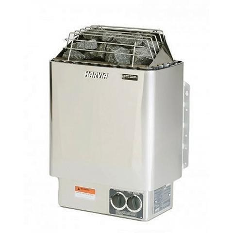 Harvia KIP Series 3kW Stainless Steel Sauna Heater at 240V 1PH with Built-In Time and Temperature Controls