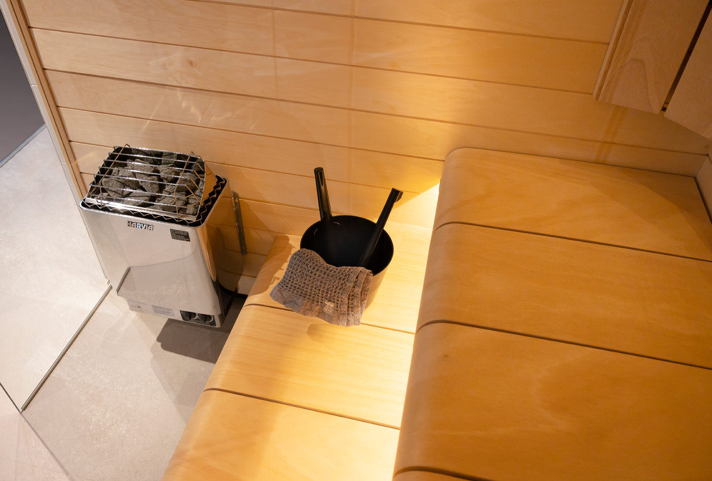 Harvia KIP Series 3kW Stainless Steel Sauna Heater at 240V 1PH with Built-In Time and Temperature Controls