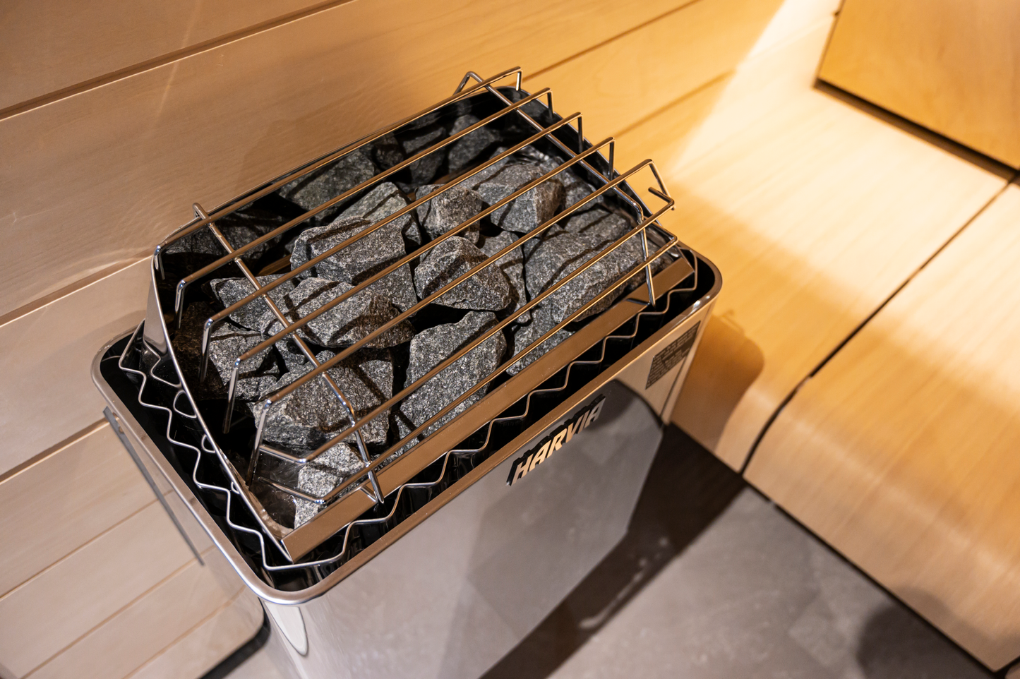 Harvia KIP Series 3kW Stainless Steel Sauna Heater at 240V 1PH with Built-In Time and Temperature Controls