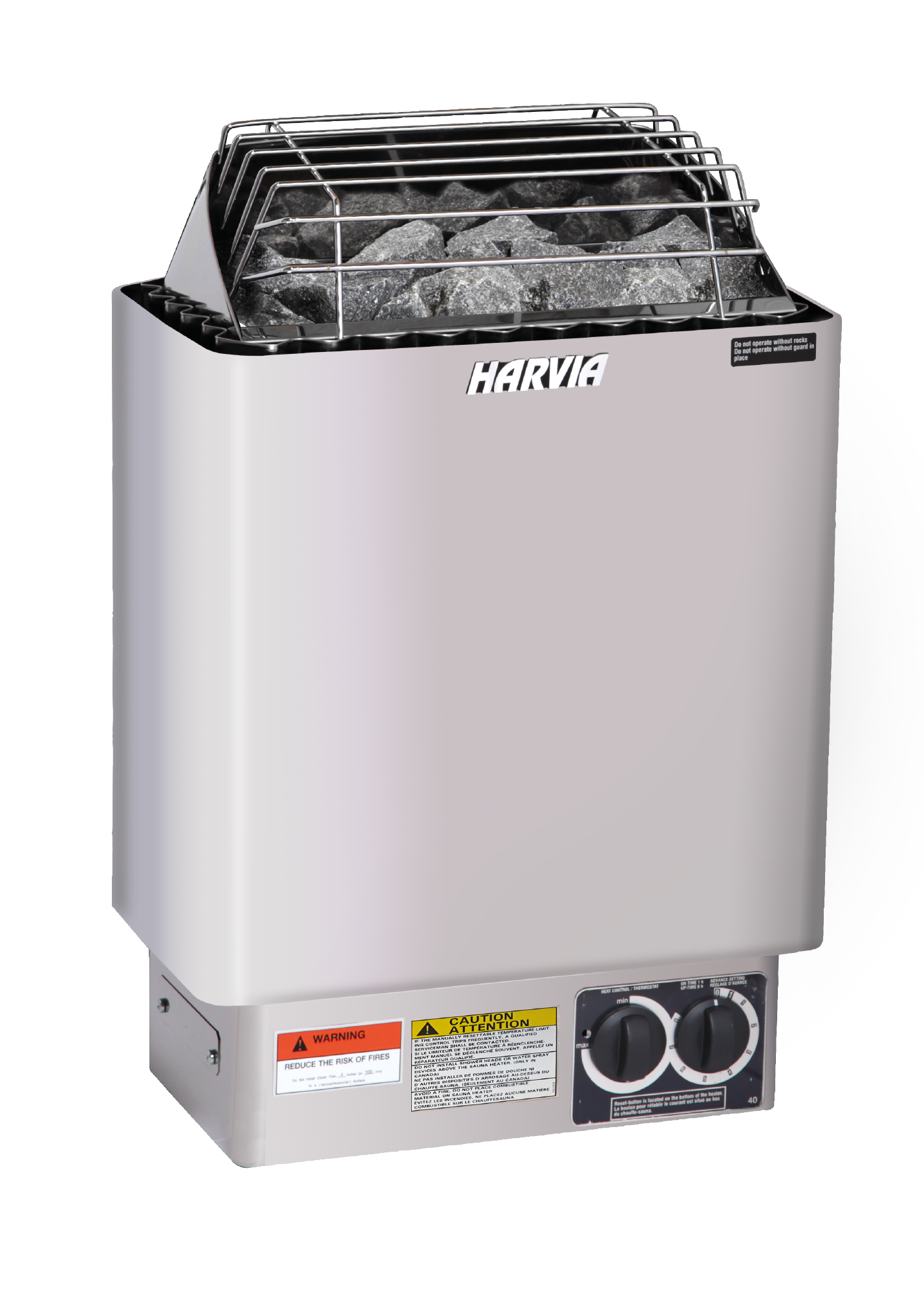 Harvia KIP Series 3kW Stainless Steel Sauna Heater at 240V 1PH with Built-In Time and Temperature Controls