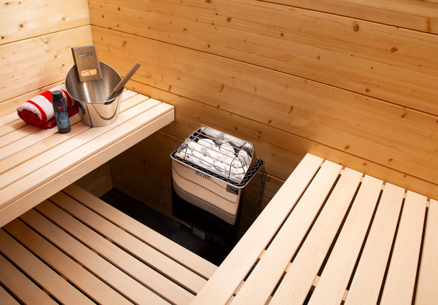 Harvia KIP Series 3kW Stainless Steel Sauna Heater at 240V 1PH with Built-In Time and Temperature Controls