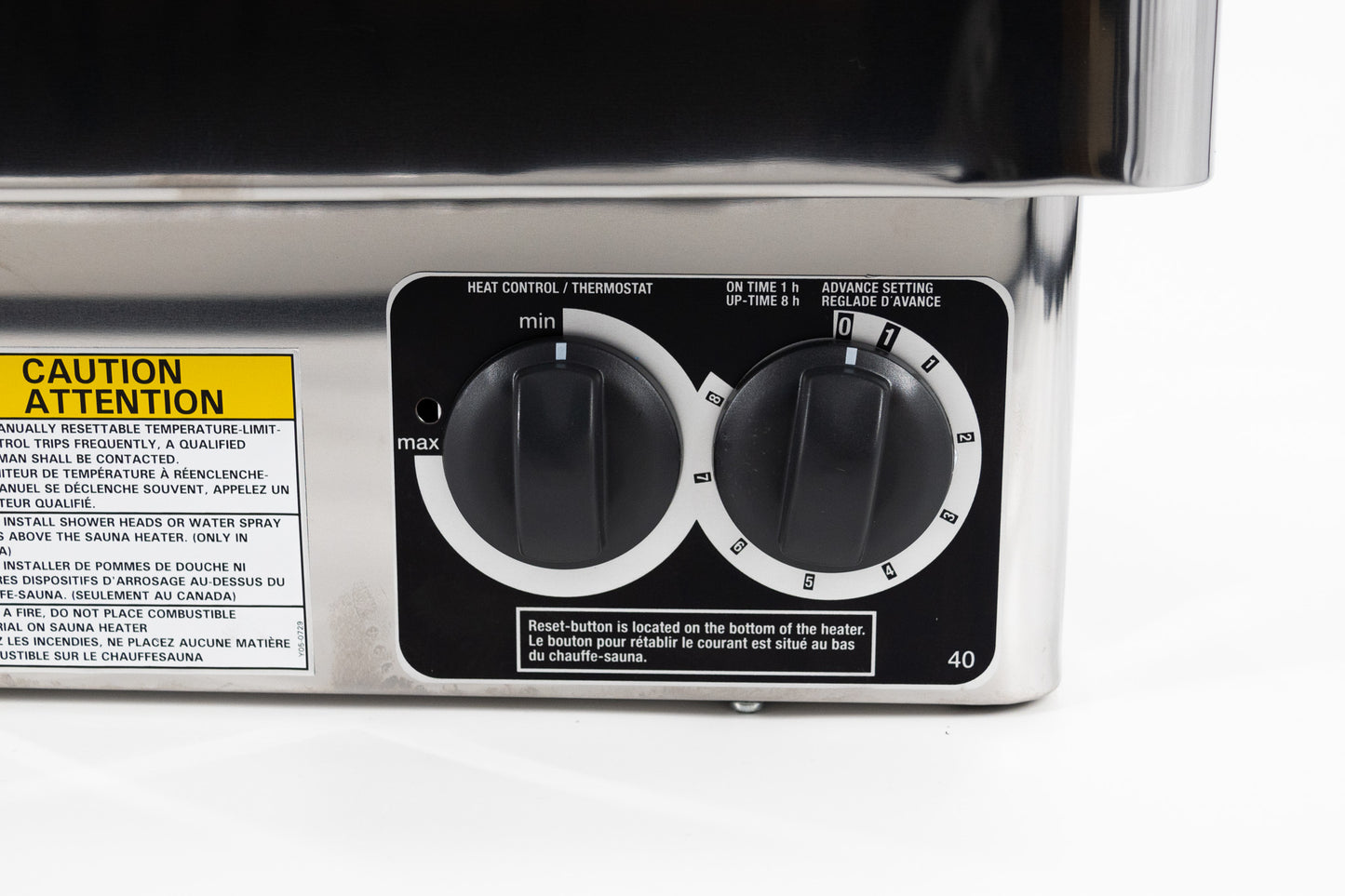 Harvia KIP Series 3kW Stainless Steel Sauna Heater at 240V 1PH with Built-In Time and Temperature Controls