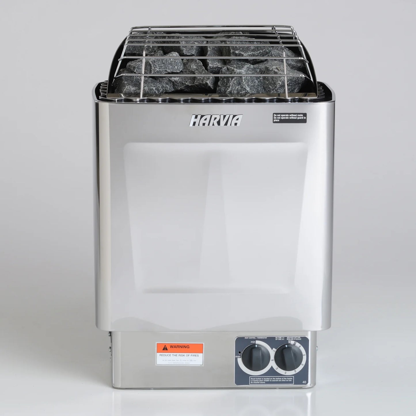 Harvia KIP Series 3kW Stainless Steel Sauna Heater at 240V 1PH with Built-In Time and Temperature Controls