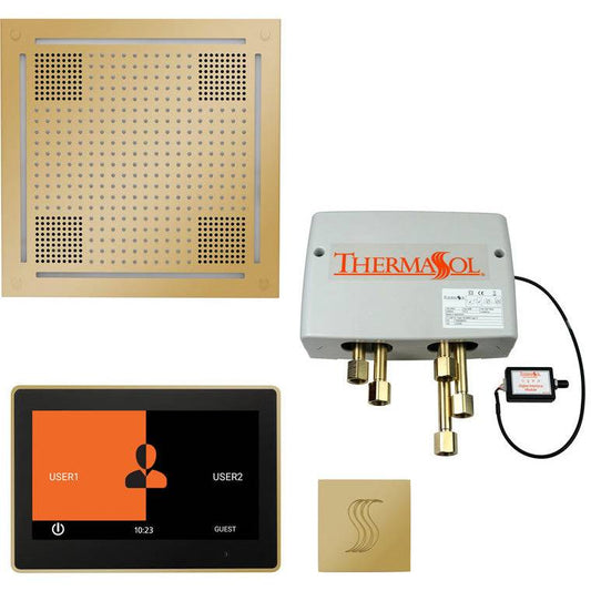ThermaSol® Total Wellness Hydrovive Shower Package – 10" ThermaTouch Square Control in Polished Brass Finish