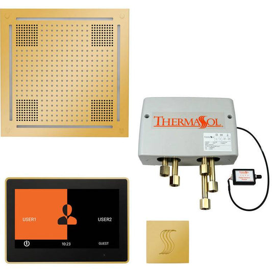 ThermaSol® Total Wellness Hydrovive Shower Package – 10" ThermaTouch Square Control in Polished Gold Finish