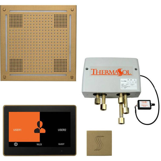 ThermaSol® Total Wellness Hydrovive Shower Package – 10" ThermaTouch Square Control in Satin Brass Finish