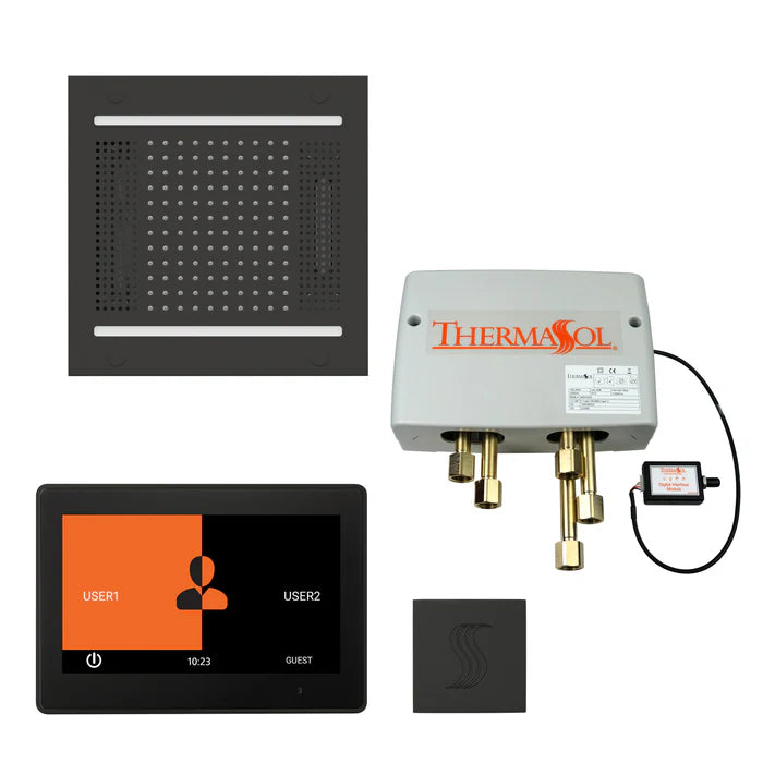 ThermaSol® Total Wellness Hydrovive14 Steam Shower Package – 10" ThermaTouch Square Control (Modle: TWPH1410US-MB)