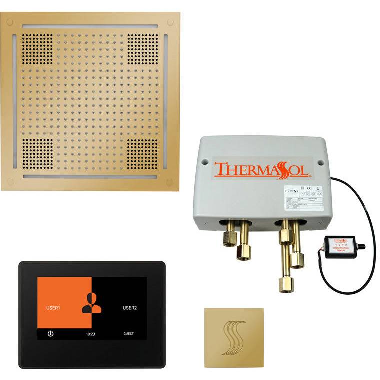 ThermaSol® Total Wellness Hydrovive Shower Package – 7" ThermaTouch Square Control in Polished Brass Finish