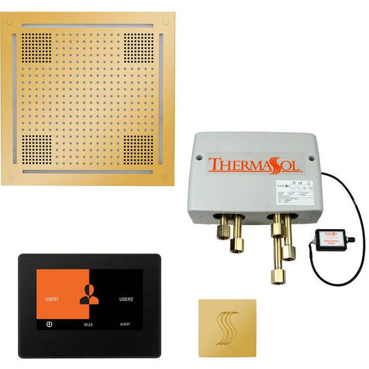 ThermaSol® Total Wellness Hydrovive Shower Package – 7" ThermaTouch Square Control in Polished Gold Finish