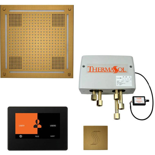 ThermaSol® Total Wellness Hydrovive Shower Package – 7" ThermaTouch Square Control in Antique Brass Finish